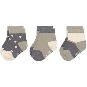 LÄSSIG Kinder sneakersokken GOTS 3 stuks gesorteerd antraciet/olijf, maat 19-22