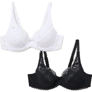 Playtex Flower Elegance Set van 2 kanten beugelbeha's voor dames, 2 stuks, Meerkleurig, 90E