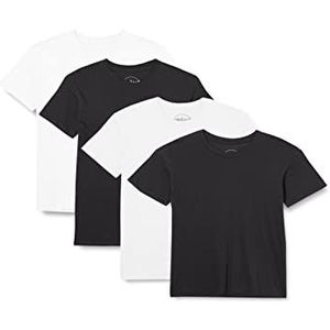 FM London (4-Pack) Organisch T-shirt voor heren | Medium gewicht heren T-shirts Multipack Ideaal voor dagelijks gebruik | Tag Free, Comfortabel, Zacht, Zwart, Wit, M
