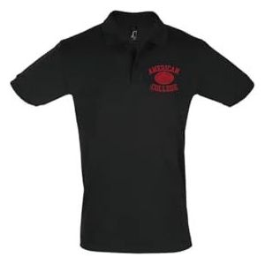 AMERICAN COLLEGE USA Polo's met korte mouwen voor jongens en meisjes, uniseks kinderen, Zwart, 8 Jaar