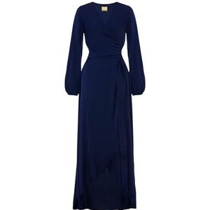 Swing Fashion Lange marineblauwe jurk met lange mouwen Campari met omslagsnit | Maat 38, blauw, 38