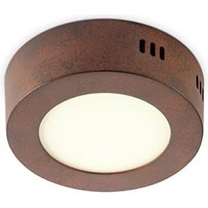 Home Sweet Home Industriële LED Plafondlamp Ska | Rond | 12/12/3.6cm | Roest | plafonniere gemaakt van metaal | LED geïntegreerd | 6W | 500lm | 3000K | warm wit licht