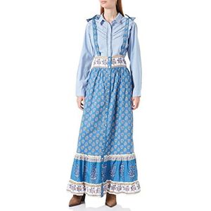 Springfield midi-jurk knopen bedrukt, lichtblauw, vrouwelijk regulier, Lichtblauw, 34