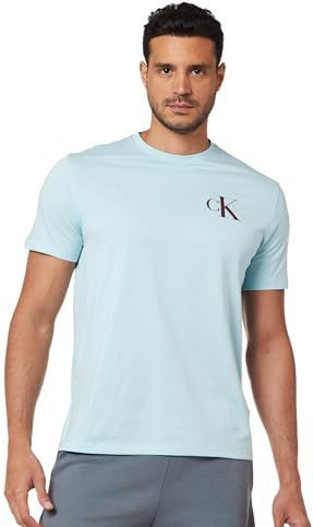 Calvin Klein - T-shirt - Hemelsblauw/Bordeaux - Normale Pasvorm - Kwartmouw