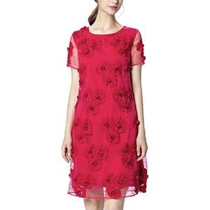 APART Fashion Dames mesh jurk partyjurk, Rood (Pink Pink), 36