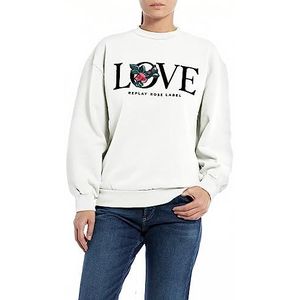 Replay Dames sweatshirt katoen Rose Label Collection, 011, natuurlijk wit., L