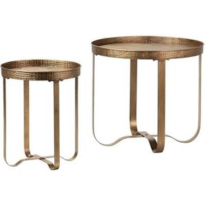 Adda Home Set van twee tafels, metaal, goud, 60 x 60 x 55 cm, 40 x 40 x 50 cm