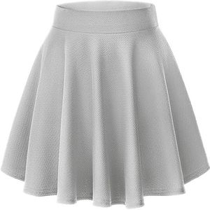 Urban CoCo Women's Basic Versatile Stretchy Flared Casual Mini Skater Skirt (Large, Grey)