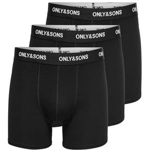 ONLY & SONS Heren Boxer Shorts, zwart/verpakking: 3 x zwart, S