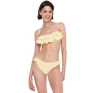 Trendyol Vrouwen normale taille normale draver bikinibroekje, Geel, 44
