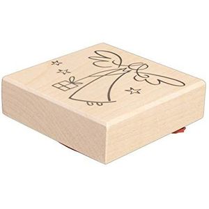 Rayher Stempels hout ""Hemelse pakketbote"", 7 x 7 cm, houten stempel Kerstmis, voor het vormgeven van kaarten, enveloppen, geschenken, boterstempel, 29214000