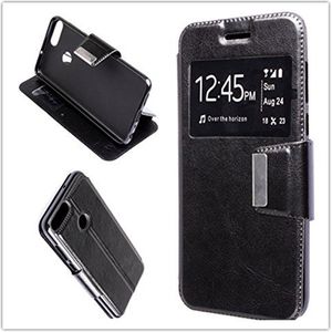 Misemiya ® - Case Huawei P Smart/Huawei Enjoy 7S - Case Screen Protector gehard glas kijkvenster Sport Black