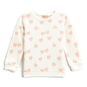 Koton Heart Printed Sweatshirt Crew Neck Cotton Trainingspak Baby Meisjes, Ecru Design (0D1), 24/36 moiss