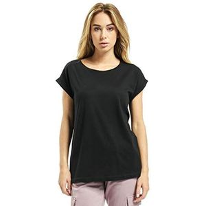 Urban Classics Dames T-shirt Extended Shoulder Tee van natuurlijk biologisch katoen, bovendeel van 100% organisch katoen, maten XS tot 5XL, zwart, 5XL