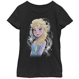 Frozen Elsa Swirl Girl's Solid Crew Tee, zwart, XS, Schwarz, XS
