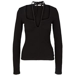 TOM TAILOR Denim Dames T-shirt met lange mouwen 1035870, 14482 - Deep Black, L