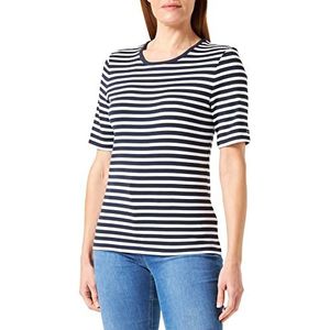 GANT Dames Slim Striped 1X1 Rib SS T-shirt, Evening Blue, Standaard, evening blue, M