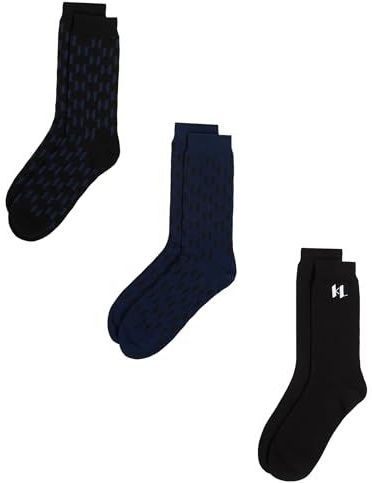 Karl Lagerfeld - Sokken - Donkerblauw Zwart Wit - 3 Pack