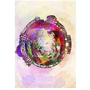 Wee Blue Coo Painting Small World Abstract Skyline Rome Italy Wall Art Print