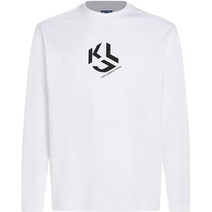 Karl Lagerfeld Jeans, Heren, Regular Lange Mouw Monogram Logo Tee, Regular Fit, Wit, L