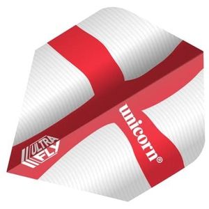 UNICORN UltraFly Dartvluchten | Engeland St George Cross Flutter Design | Standaard Plus-vorm| Ultra duurzaam 100 micron polyester PET