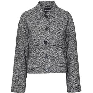 PIECES Pcnorine Short Jacket, zwart/detail: wit, M