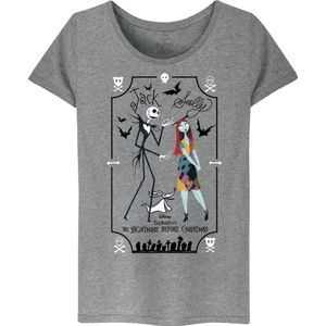 Disney T-shirt ""Jack and Sally"" WOJACKDTS027 dames, grijs melange, maat XL, Grijs Melange, XL