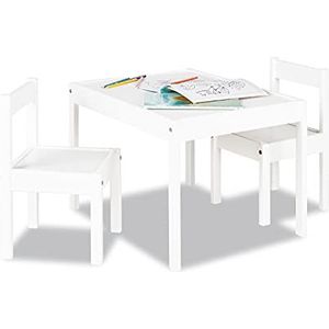 Pinolino Kindertafel- en stoelset 'Sina', gemaakt van hout, 2 stoelen en 1 tafelset voor kinderen vanaf 2 jaar oud gelakt Wit