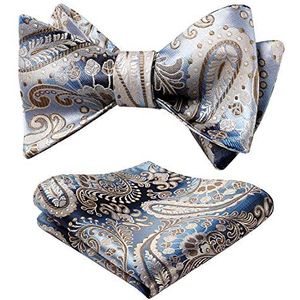 HISDERN Heren Floral Paisley Zakdoek Jacquard Bruiloft Party Self Bow Tie Pochet Set