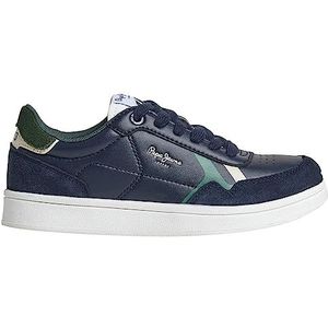 Pepe Jeans Jongensspeler Brit B Sneaker, Blauw marine, 33 EU