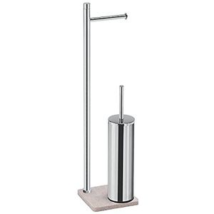 Gedy Trilly staande lamp, roestvrij staal, chromen zuil en beige, 14 x 14 x 62,8 cm