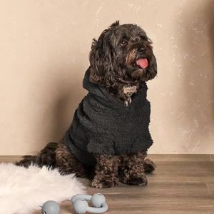 OHS Zwarte hondenhoodies voor middelgrote honden, teddy fleece hondentruien super zacht warm gezellig fit middelgrote hondenkleding capuchon trui hond hond hoodies