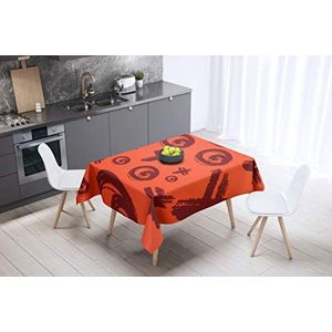 Bonamaison Tafelkleed, Anti-Mold, Sneldrogend, Waterdicht, 100% Polyester Tafellaken, Oranje Bordeaux, 140 x 140 Cm - Ontworpen en Vervaardigd in Turkije