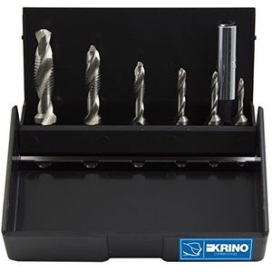 Krino 19020213 HSS Combi schroef Bits met 1/4-inch zeshoekige schacht voor staal en metalen, 7-delige set