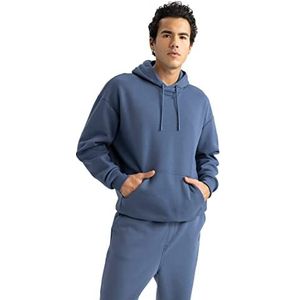 DeFacto Pullover met lange mouwen voor heren, ronde hals, sweatshirt voor heren, blauw, XL