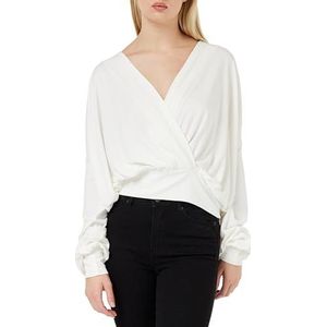 Minus Gasia Modal Wrap Blouse voor dames, Gebroken wit, XXL