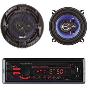 PNI Clementine 8440 Radio, MP3 autospeler 4 x 45 W, USB, SD AUX 12 V, met set van 2 coaxiale autoluidsprekers PNI HiFi500, 100 W, 12,7 cm