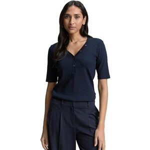 TOM TAILOR Henley T-shirt voor dames met geribbelde structuur, 10668 - Sky Captain Blue, XXS