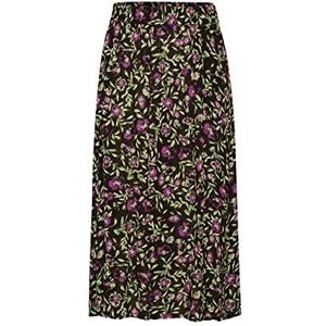 KAFFE Kaisolde Amber rok voor dames, zwart/groen/paarse bloem, 36