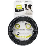 Ferplast Hondenspel, Ring Speelgoed voor Honden, Hondenbrokjesdispenser, van duurzaam materiaal om te kauwen, vleesaroma, voor mondhygiëne hond, SMILE Fitness ring,Spelen voor middelgrote honden,Zwart