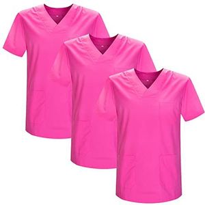 MISEMIYA 3-817 Medisch uniform 3-817, uniseks, verpakking van 3 stuks, fuchsia 21, 4XL