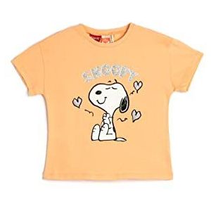 Koton Babygirls Snoopy Licenced Short Sleeve Crew Neck Cotton T-Shirt, oranje (202), 3-4 Jaar