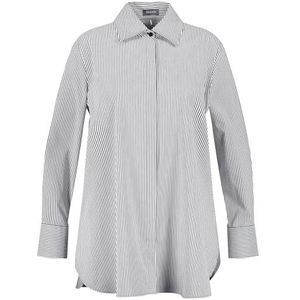 Samoon Gestreepte lange blouse voor dames, lange mouwen, manchetten, blouse, lange mouwen, lange blouse, gestreept, Navy patroon, 56 NL