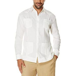 Cubavera Men's 100% Linen Four-Pocket Long Sleeve Button Down Guayabera Shirt (Size Small-5X, Bright White, 3X-Large Big Tall