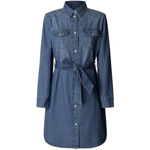 Pepe Jeans Dames Denim Shirt Jurk Victoria Jurk, Blauw (Denim-4A5), L, Blauw (denim-4a5), L