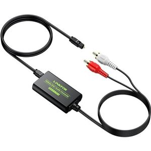 LiNKFOR DAC Converter Digitale naar Analoge Converter Digitale SPDIF Toslink naar Analoge Stereo Audio RCA L/R Audio Adapter met Optische Kabel 3.5mm Jack Uitgang voor HDTV Blu Ray DVD Sky HD Amps TV Box