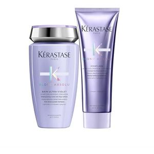 Kérastase Blond Absolu Cicaflash 250 ml Intensieve & opbouwende fondant & Kérastase Blond Absolu, anti-koper paarse shampoo, toning, voor koel blond en grijs haar, met hyalu