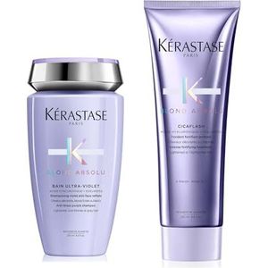 Kérastase Blond Absolu Cicaflash 250 ml Intensieve & opbouwende fondant & Kérastase Blond Absolu, anti-koper paarse shampoo, toning, voor koel blond en grijs haar, met hyalu