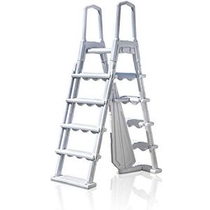 Gre 8412081312798 L4PL Gevormde ladder voor bovengrondse zwembaden, 4 treden, met platform, wit