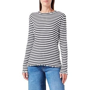 Vila Vitessa O-hals L/S Top - Noos, Black/Stripes:cloud Dancer, XS